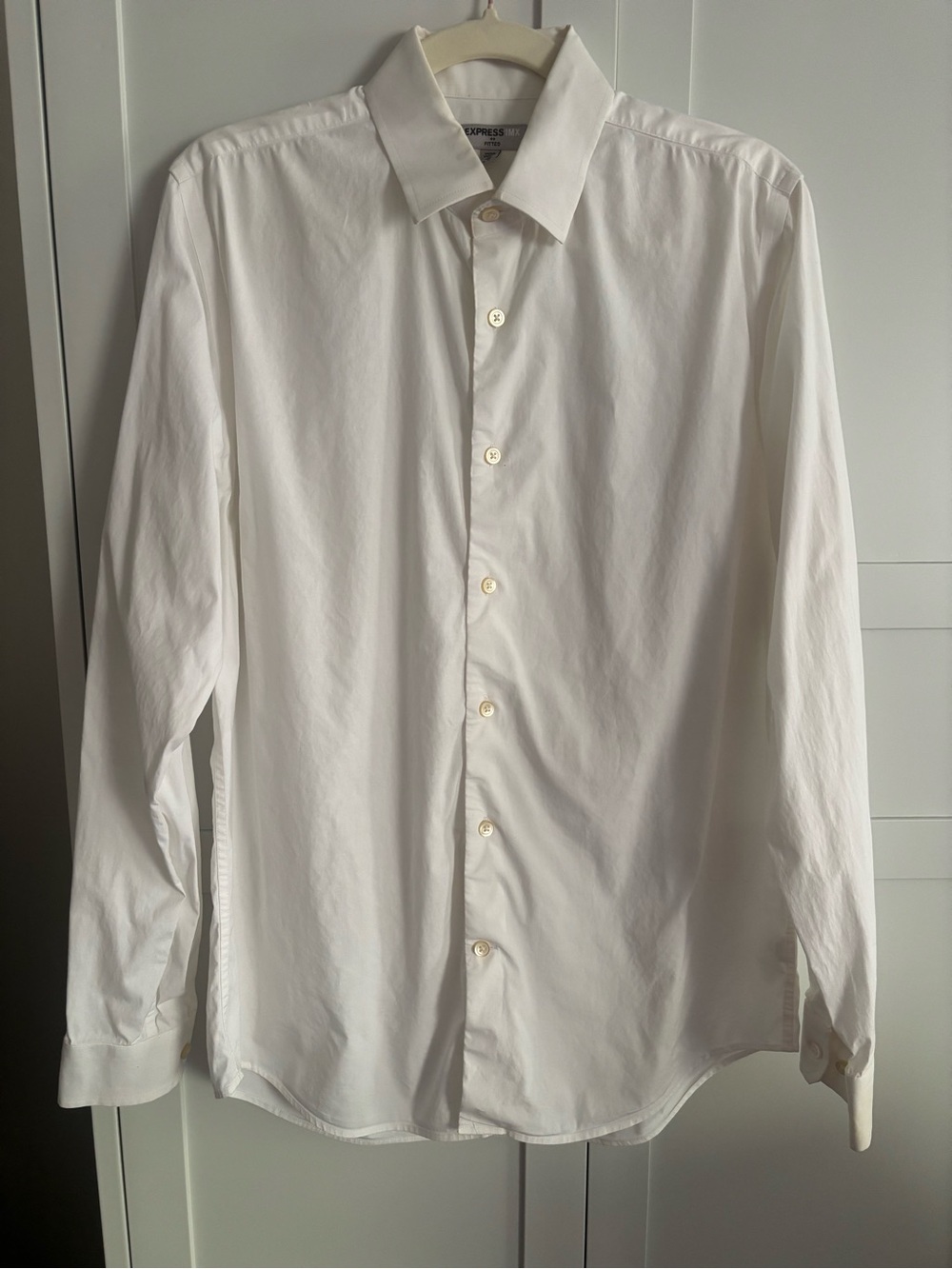 Express Men’s White Long-Sleeve Dress Shirt